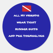 Pinkelnder Taucher-runder Aufkleber #1 (Vorderseite)