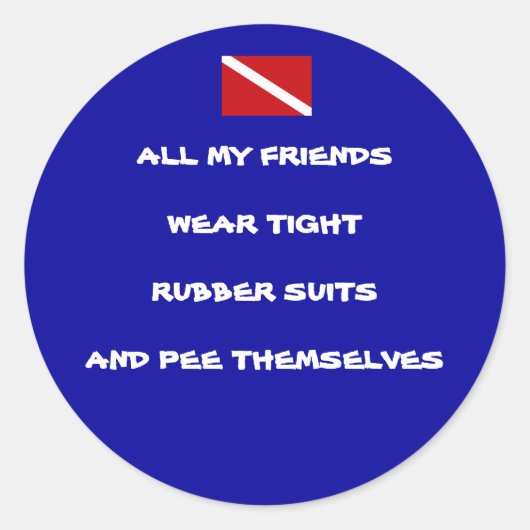 Pinkelnder Taucher-runder Aufkleber #1 (Vorderseite)