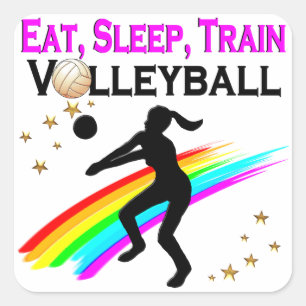 PINKEN ESSEN, SCHLAFEN, TRAGVOLLEYBALL QUADRATISCHER AUFKLEBER
