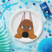 Pinkender Dobermann rot und rost Pappteller (Party)