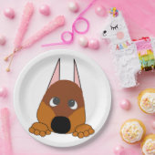 Pinkender Dobermann rot und rost Pappteller (Party)