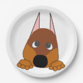 Pinkender Dobermann rot und rost Pappteller (Vorderseite)