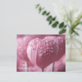 Pinker Cake Pop in Herzform Valentinstag Postkarte (Stehend Vorderseite)
