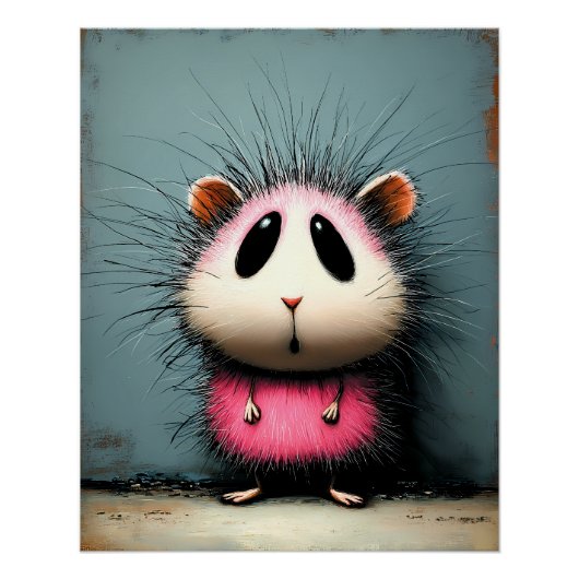 pinker flauschiger Hamster - Cartoon Comic Stil Poster (Vorderseite)