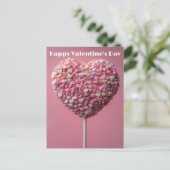 Pinker Herz Cake Pop Valentinstag Postkarte (Stehend Vorderseite)