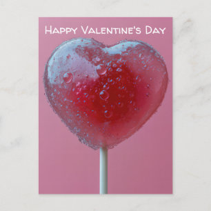 Pinker Herz Lollipop Valentinstag Postkarte