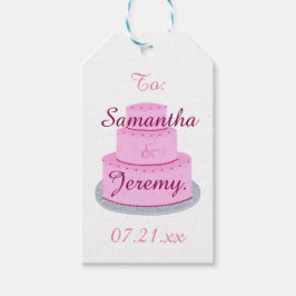 Pinker Kuchen mit Personalisierten Geschenketikett Geschenkanhänger