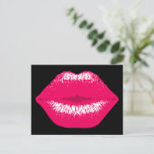 Pinker Kussmund Lippenstiftabdruck Valentinstag Postkarte (Stehend Vorderseite)