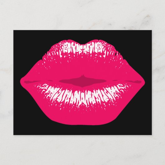 Pinker Kussmund Lippenstiftabdruck Valentinstag Postkarte (Vorderseite)