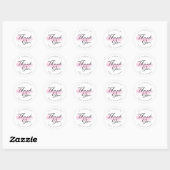 Pinker Pinsel Elegant Skript Danke Runder Aufkleber (Blatt)