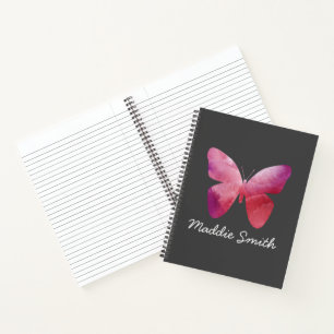 Pinker Schmetterling Notizblock