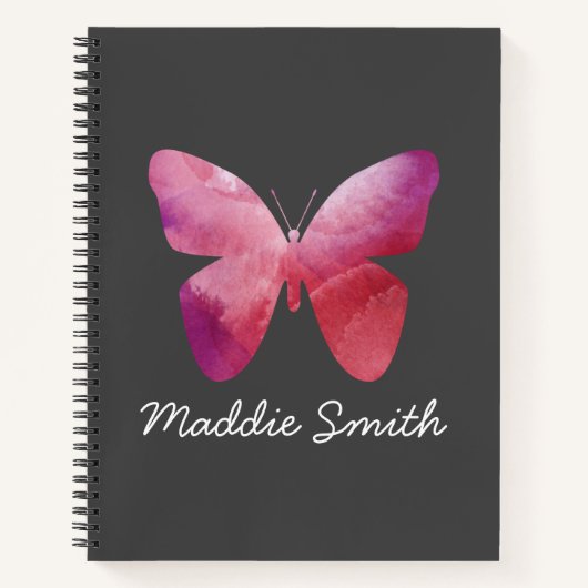 Pinker Schmetterling Notizblock (Vorderseite)