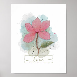 Pinkes Aquarell-Blumenliebe Poster