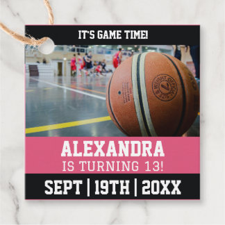 Pinkes Basketball-Ticket Geburtstagsfeier Geschenkanhänger