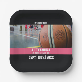 Pinkes Basketball-Ticket Geburtstagsfeier Pappteller