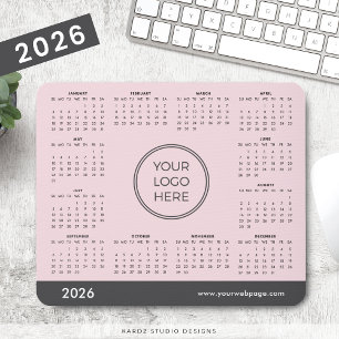 Pinkes Business-Logo 2026 Kalender Mauspad