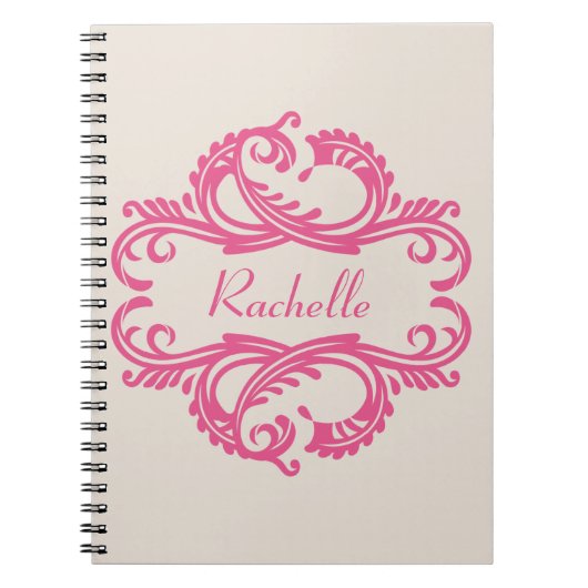 Pinkes Chic-Damask-Notizbuch Notizblock (Vorderseite)