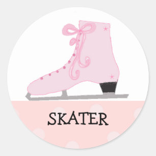 Pinkes Eislaufdesign Runder Aufkleber