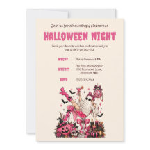 Pinkes Halloween-Party-Einladungsthema