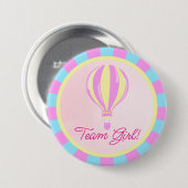 Pinkes Heißluftballon-Geschlecht-Enthüllungs-Team Button (Vorne & Hinten)