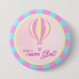 Pinkes Heißluftballon-Geschlecht-Enthüllungs-Team Button