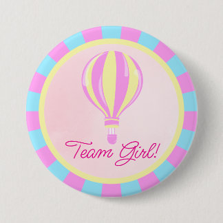 Pinkes Heißluftballon-Geschlecht-Enthüllungs-Team Button