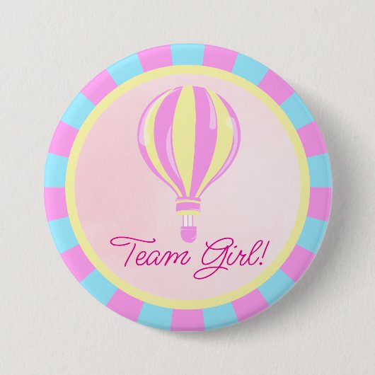 Pinkes Heißluftballon-Geschlecht-Enthüllungs-Team Button (Vorderseite)