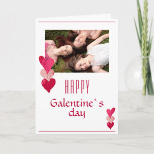 Pinkes Herz-Freundesfoto Galentine`s Day Feiertagskarte