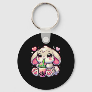 Pinkes Kaninchen-Hasen-Trink-Bo-Milch-Tee Kawaii M Schlüsselanhänger