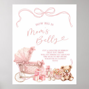 Pinkes Koketten-Kinderwagen Wie groß ist Mamas Bau Poster