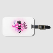 Pinkes Königinnenkronendesign – Selbstbewusste wei Gepäckanhänger (Vorderseite (Horizontal))