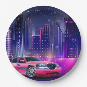 Pinkes Limo Limousine Stadt Sweet 16 Geburtstagsfe Pappteller