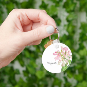 Pinkes Orchideen-Blumendesign – Elegante botanisch Schlüsselanhänger