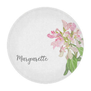 Pinkes Orchideen-Blumendesign – Elegante botanisch Schneidebrett