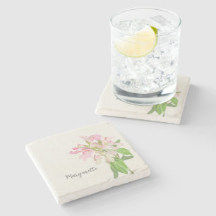 Pinkes Orchideen-Blumendesign – Elegante botanisch Steinuntersetzer