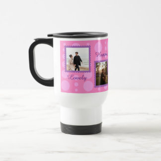 Pinkes Paarfoto-Design mit individuellem Text Kaff Reisebecher