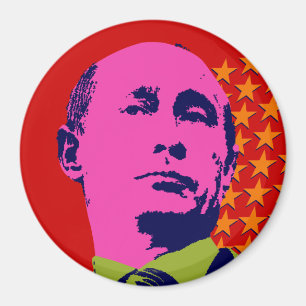 Pinkes Putin Pop Art Porträt Magnet
