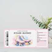 Pinkes Rollschuh-Ticket-Geschenkgutschein Einladung (Stehend Vorderseite)