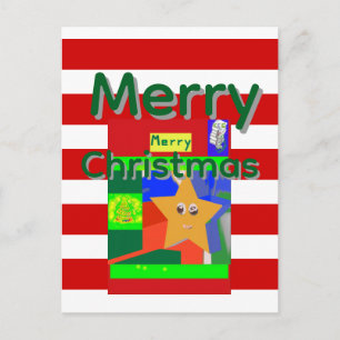 Pinkes rotes frohes Weihnachten Postkarte