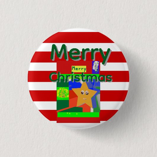 Pinkes rotes frohes Weihnachtsfest Button (Vorderseite)