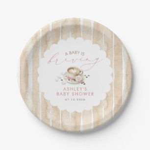 Pinkes Schleifen Kaffee Baby Is Brewing Mädchen Ba Pappteller