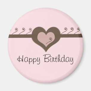 Pinkes Schokoladen-Herz Geburtstag Magnet