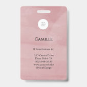 Pinkes Schrift-Logo Foto-Makeup-Abzeichen Ausweis (Rückseite)