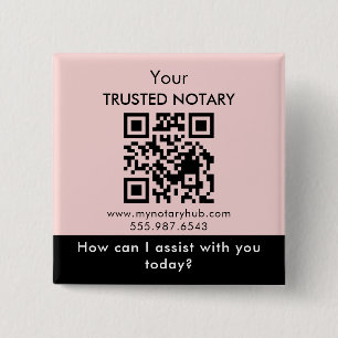 Pinkes schwarzes Notar-Branding mit QR-Code Button