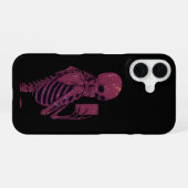 Pinkes Skelett Selfie iPhone 16 Hülle (Rückseite (Horizontal))