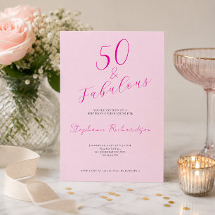 Pinkes Skript Fifty and Fabulous 50. Geburtstagsfe Einladung