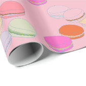 Pinkes Thema Französisch Macaron Verpackungspapier Geschenkpapier (Rolleneckpunkt)