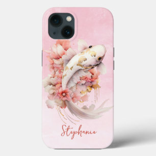 Pinkes Wasserfarben-Gold-Koi-Fisch-Blumenmuster Case-Mate iPhone Hülle