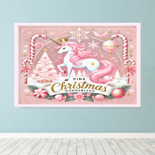 Pinkes Weihnachts-Wunderland-Einhorn Leinwanddruck
