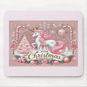 Pinkes Weihnachts-Wunderland-Einhorn Mousepad